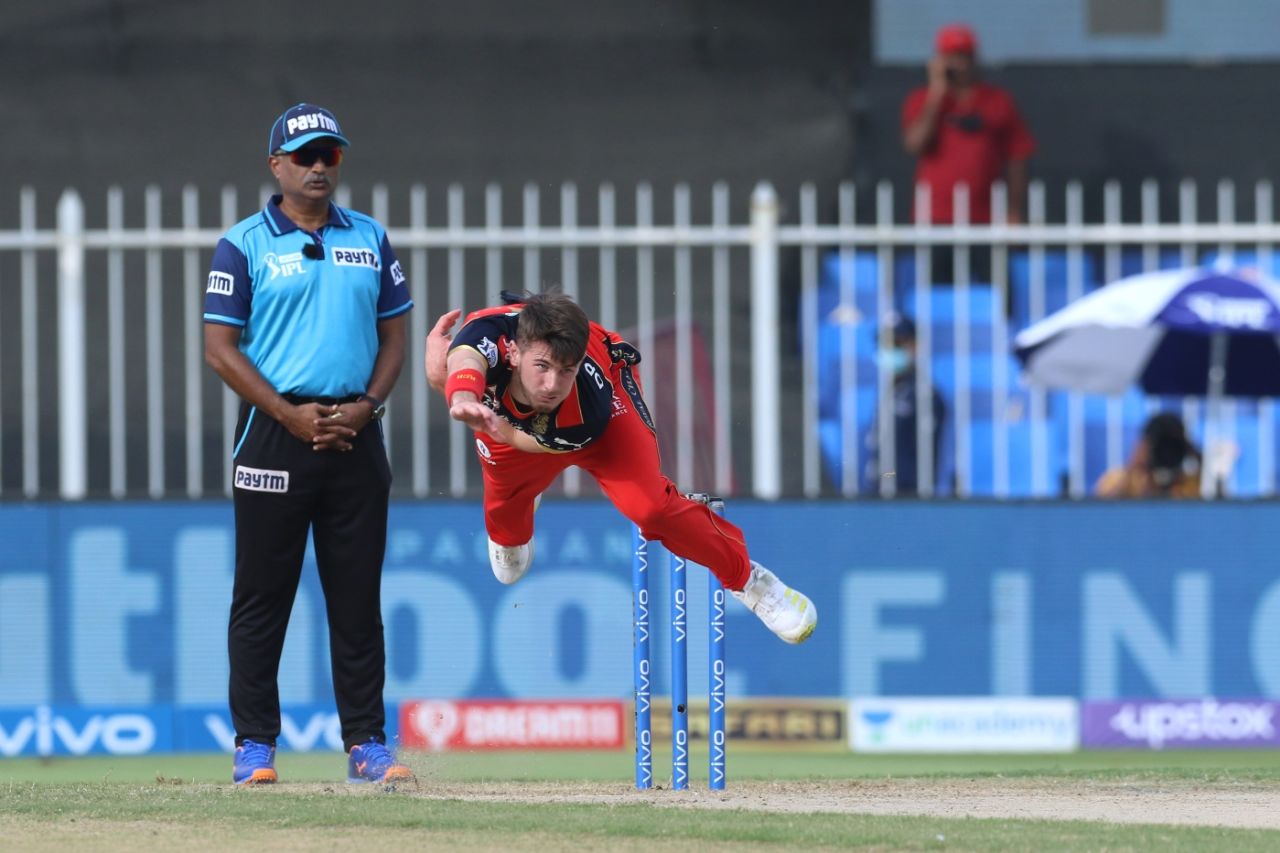 George Garton bowls, Royal Challengers Bangalore vs Punjab Kings, IPL 2021, Sharjah, October 3, 2021