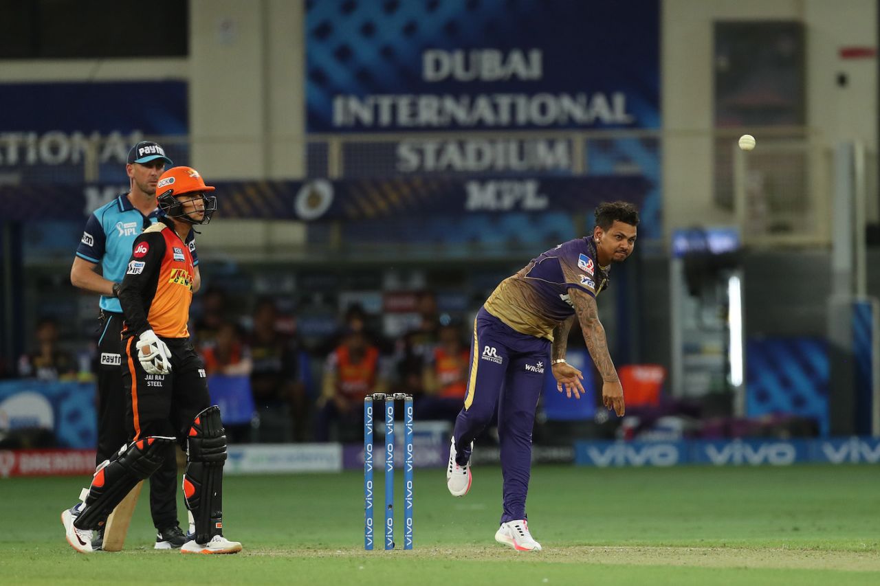 Sunil Narine conceded just 12 runs from his four overs, Kolkata Knight Riders vs Sunrisers Hyderabad, IPL 2021, Dubai, October 3, 2021