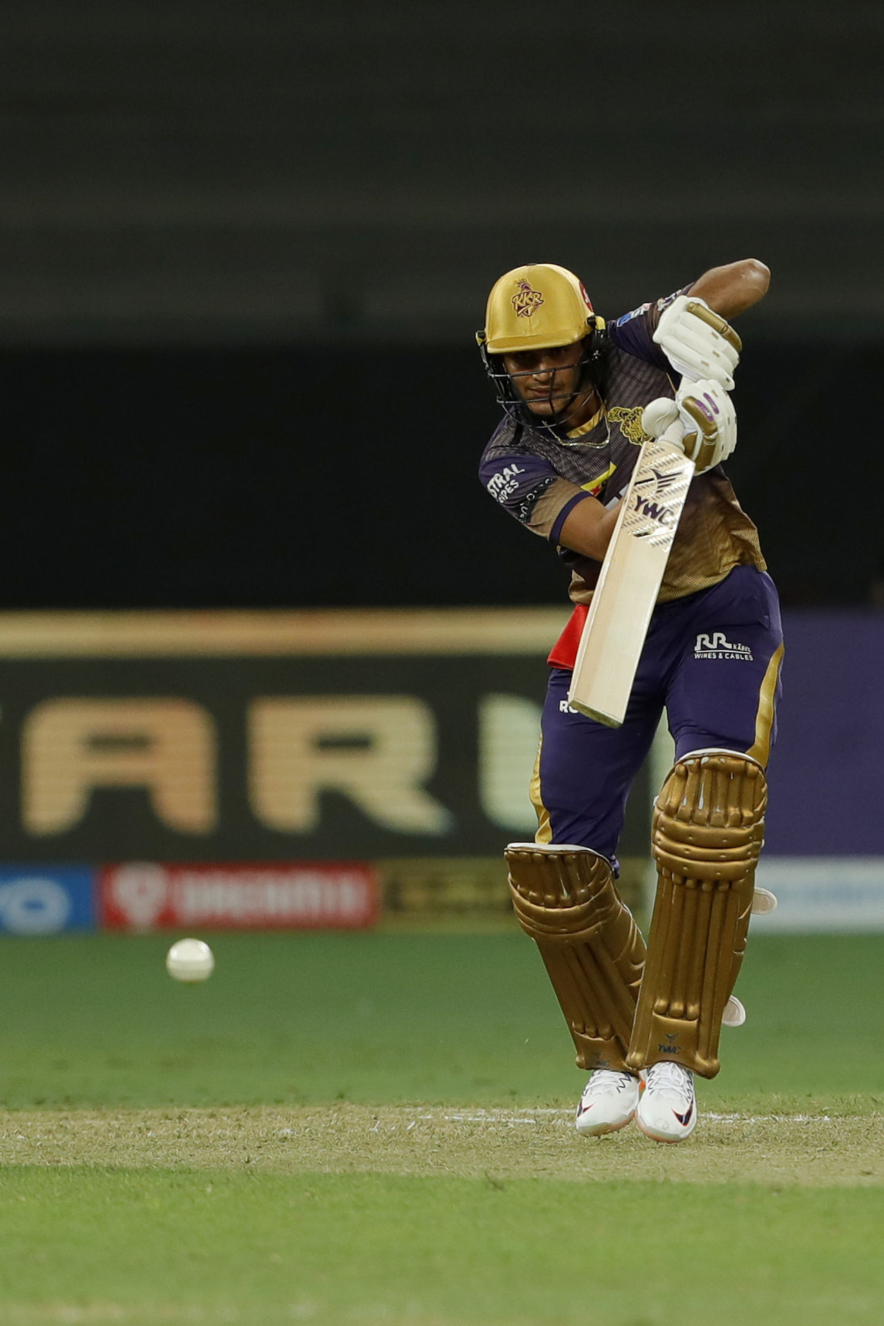 Shubman Gill drives down the ground, Kolkata Knight Riders vs Sunrisers Hyderabad, IPL 2021, Dubai, October 3, 2021