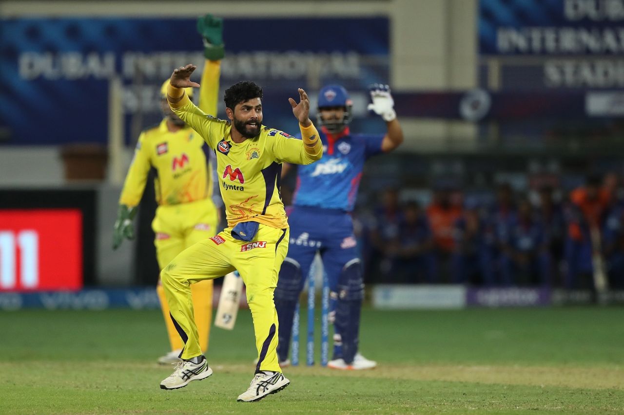 Ravindra Jadeja appeals, Delhi Capitals vs Chennai Super Kings, IPL 2021, Dubai, October 4, 2021