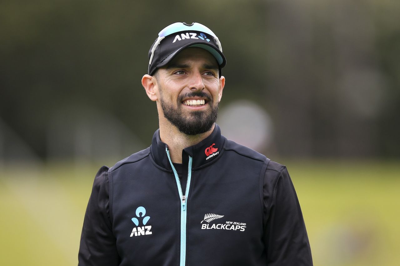 Daryl Mitchell looks on before the start of the second day's play, New Zealand vs West Indies, 2nd Test, Wellington, 2nd day, December 12, 2020