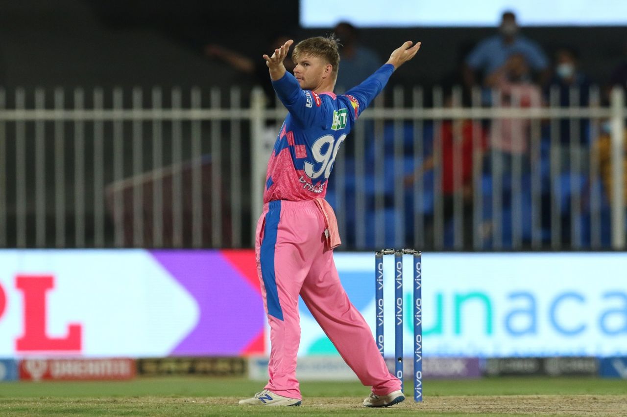 Glenn Phillips soaks in the wicket of Nitish Rana, Kolkata Knight Riders vs Rajasthan Royals, IPL 2021, Sharjah, October 7, 2021