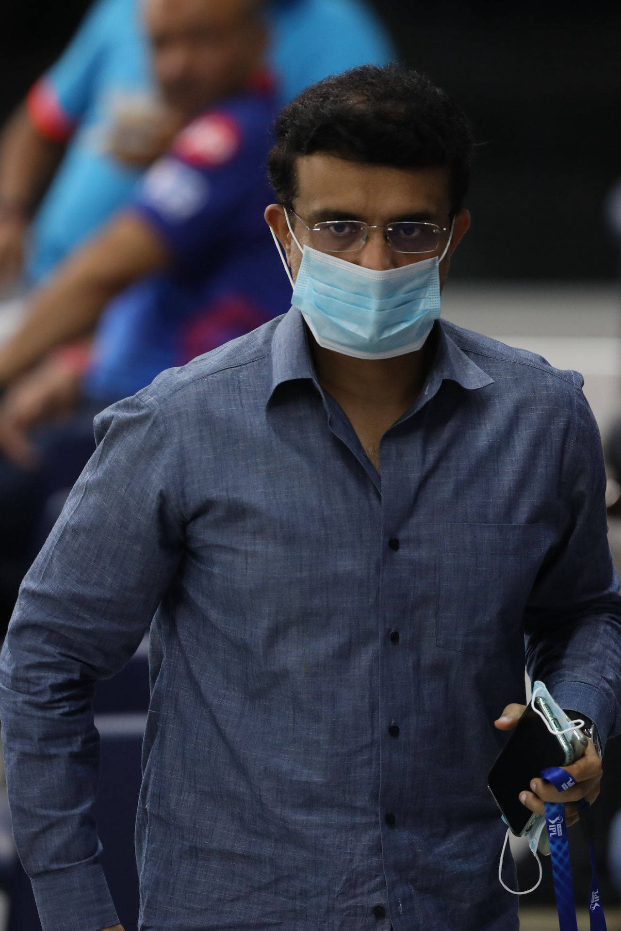 Sourav Ganguly arrives for an IPL 2021 match, Dubai, September 22, 2021