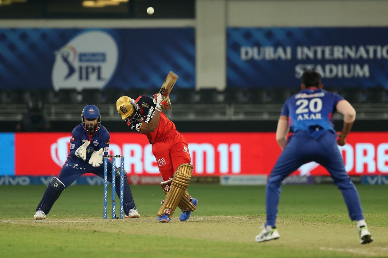 Srikar Bharat goes down town, Delhi Capitals vs Royal Challengers Bangalore, IPL 2021, Dubai, October 8, 2021
