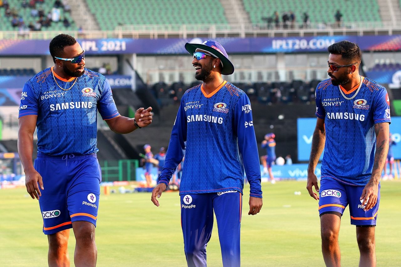 Kieron Pollard, Krunal Pandya and Hardik Pandya - MI's middle-order power, Sunrisers Hyderabad vs Mumbai Indians, IPL 2021, Abu Dhabi, October 8, 2021