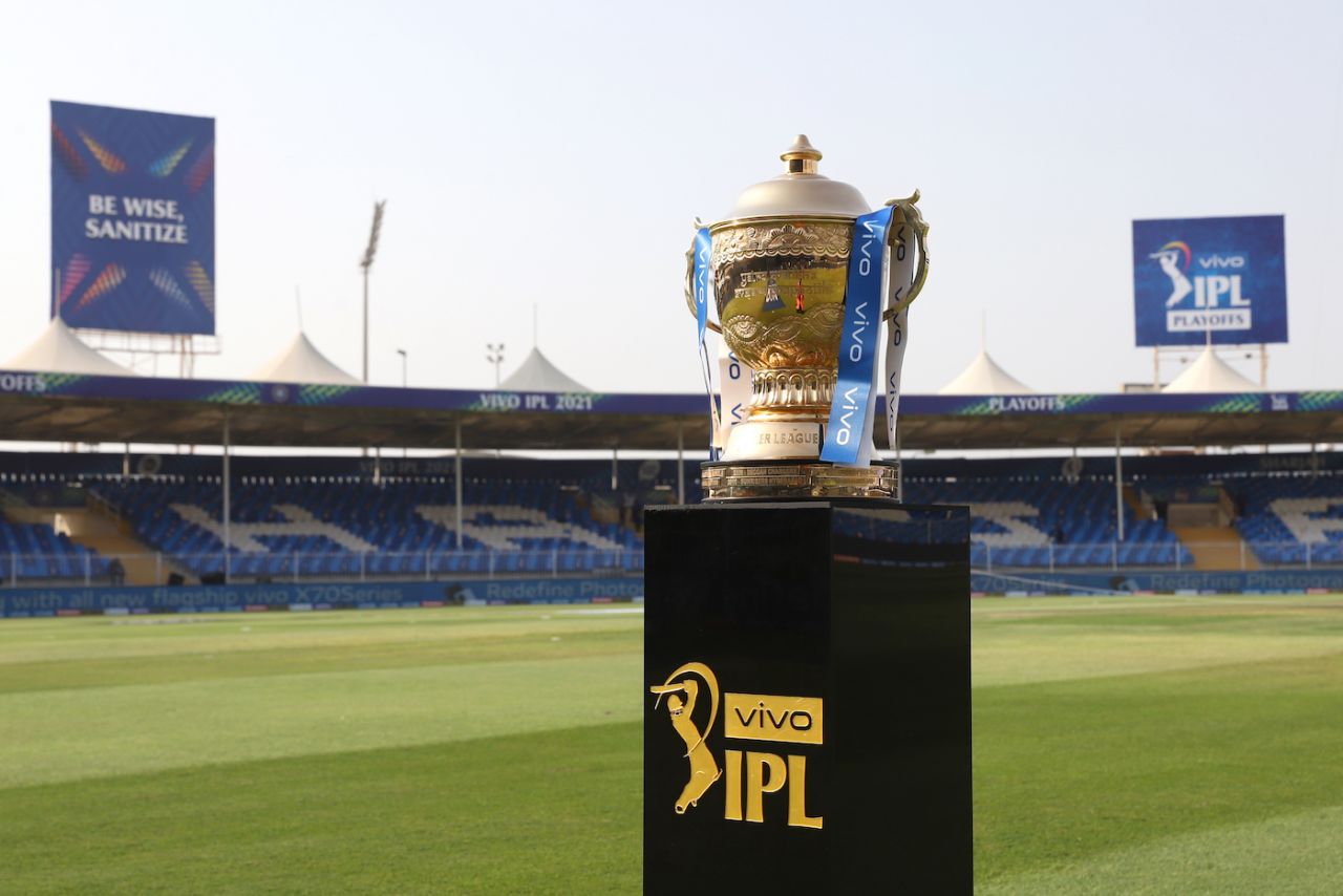 The IPL trophy on display, Sharjah, October 11, 2021