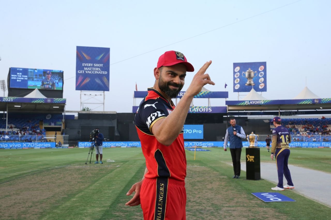 Virat Kohli won the toss of the eliminator, and chose to bat, Kolkata Knight Riders vs Royal Challengers Bangalore, IPL 2021, Eliminator, Sharjah, October 11, 2021