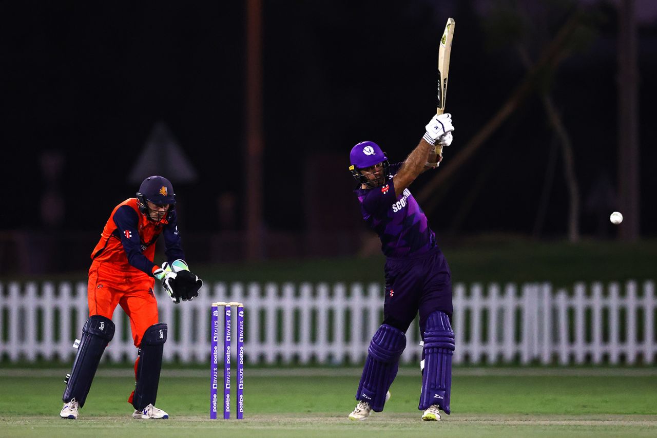 Kyle Coetzer hits out, Netherlands v Scotland, Men's T20 World Cup warm-up match, Abu Dhabi, October 12, 2021