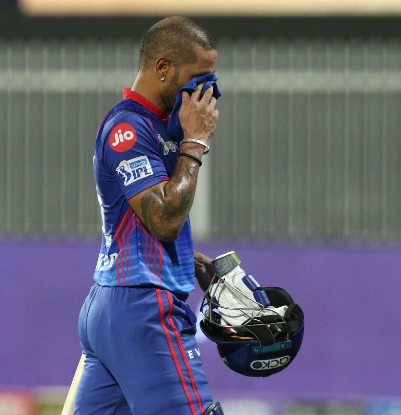 Shikhar Dhawan walks back after being dismissed, Delhi Capitals vs Kolkata Knight Riders, IPL 2021 Qualifier 2, Sharjah, October 13, 2021