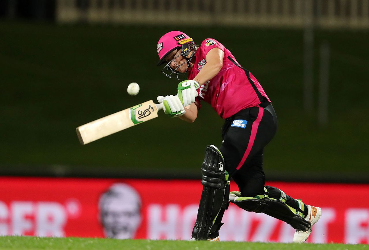 Alyssa Healy swings to the leg side, Sydney Sixers vs Melbourne Stars, WBBL, Hobart, October 14, 2021