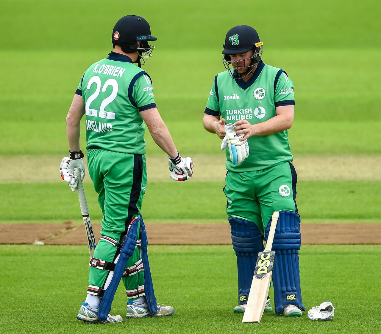 Kevin O'Brien and Paul Stirling bat in an ODI against Afghanistan, Belfast, May 19, 2019
