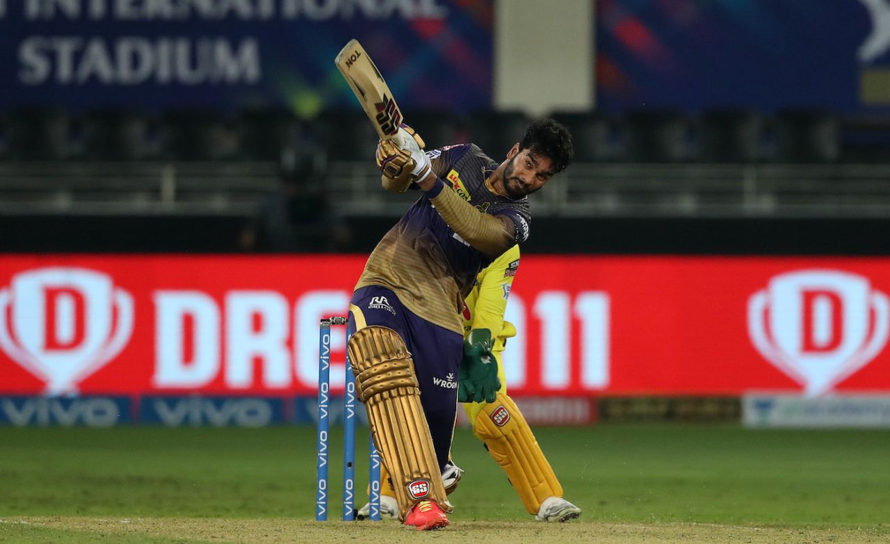 Venkatesh Iyer hits one out of the ground, Chennai Super Kings vs Kolkata Knight Riders, IPL 2021 final, Dubai, October 15, 2021