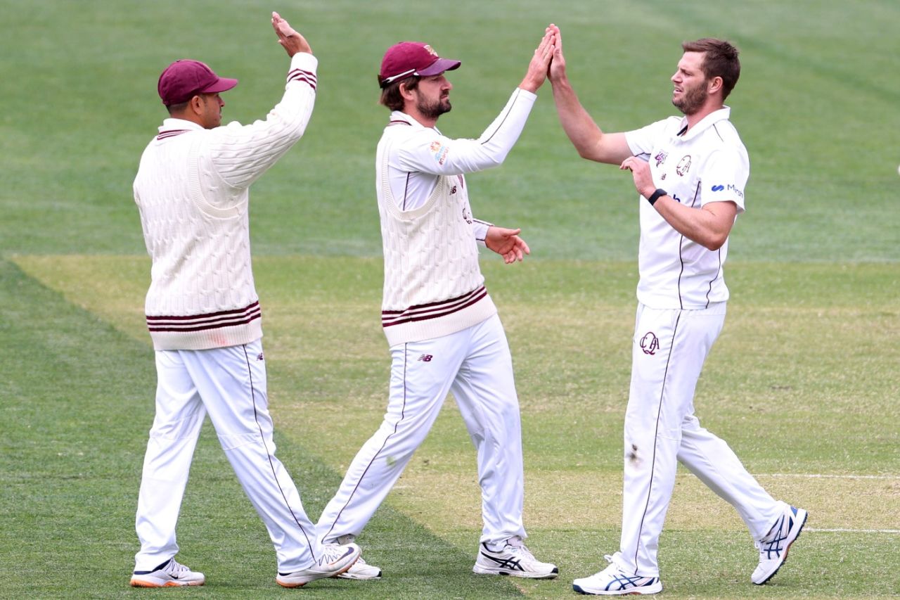 Mark Steketee celebrates career-best figures, South Australia vs Queensland, day 2, Sheffield Shield, Adelaide, October 16, 2021 