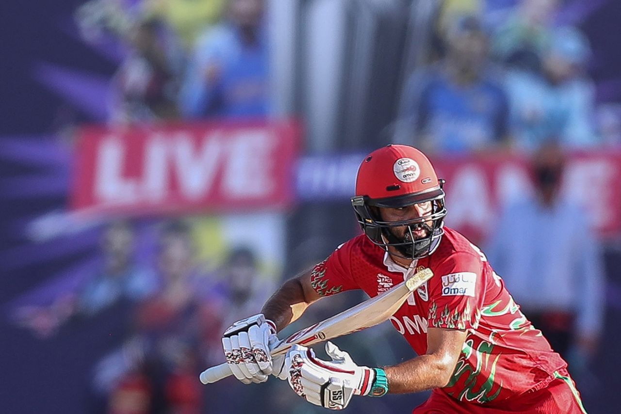 Aqib Ilyas finished unbeaten on 50 off 43, Oman vs Papua New Guinea, T20 World Cup, Muscat, October 17, 2021