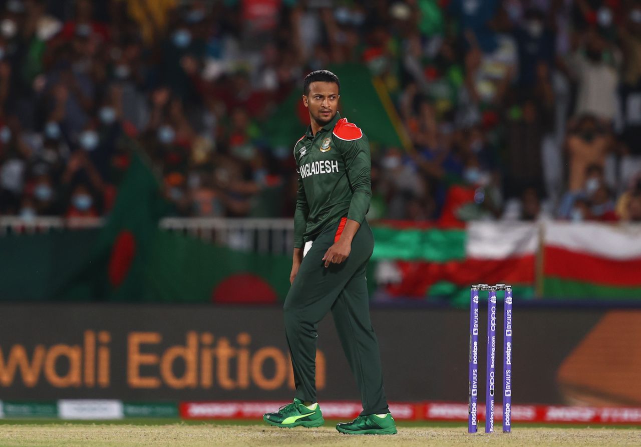 Shakib Al Hasan played a big role in swinging the game Bangladesh's way, Oman vs Bangladesh, T20 World Cup, Muscat, October 19, 2021
