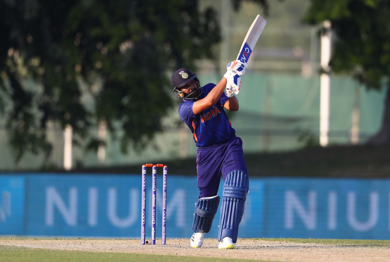 Rohit Sharma plays down the ground, Australia vs India, T20 World Cup warm-ups, Dubai, October 20, 2021