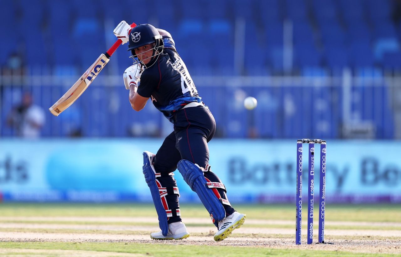 Zane Green hits one through the off side, Ireland vs Namibia, T20 World Cup, Sharjah, October 22, 2021