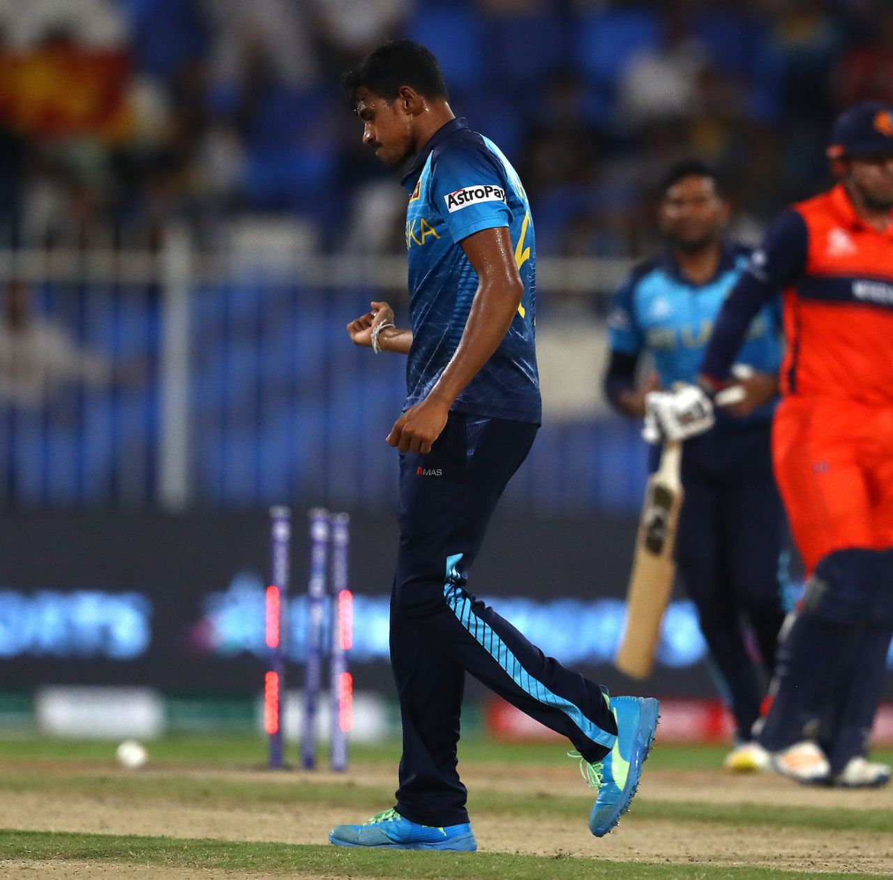 Maheesh Theekshana picked up two wickets in an over, Netherlands vs Sri Lanka, T20 World Cup, Sharjah, October 22, 2021