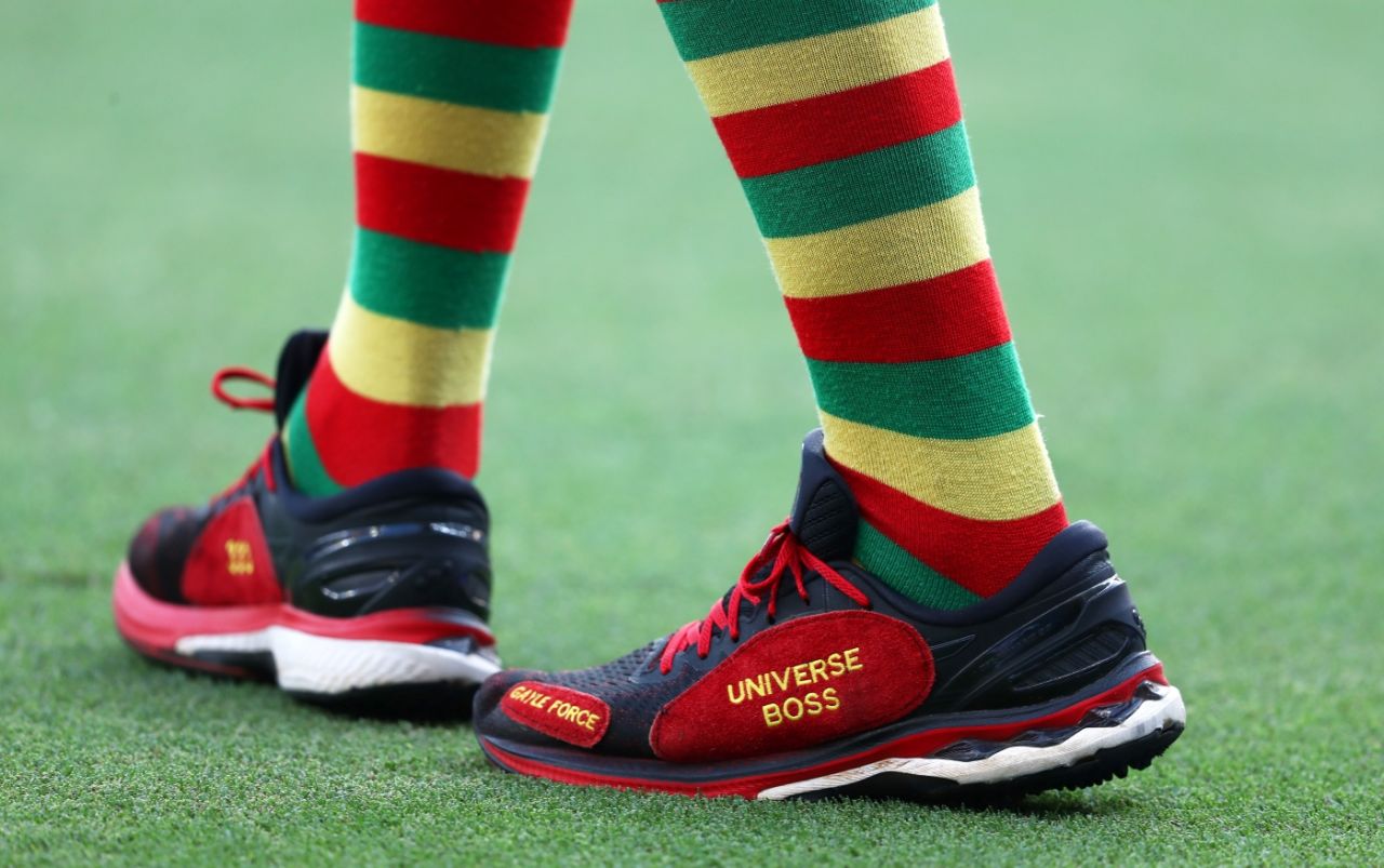 Chris Gayle: shoes to match the personality, England vs West Indies, Men's T20 World Cup 2021, Super 12s, Dubai, October 23, 2021