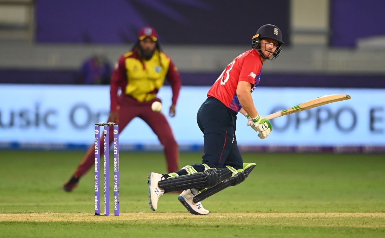 Jos Buttler sets off for a run, England vs West Indies, Men's T20 World Cup 2021, Super 12s, Dubai, October 23, 2021