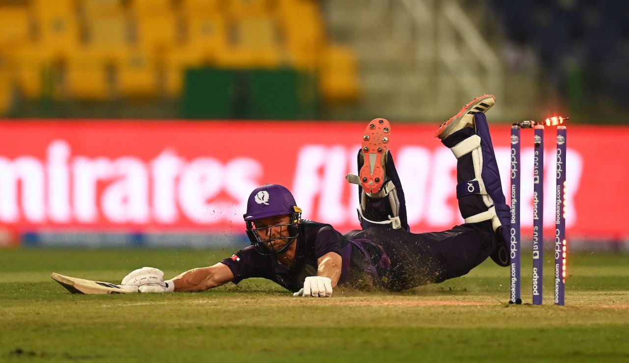 Craig Wallace survived a close run-out call early on, Scotland vs Namibia, T20 World Cup 2021, Group 2, Abu Dhabi, October 27, 2021