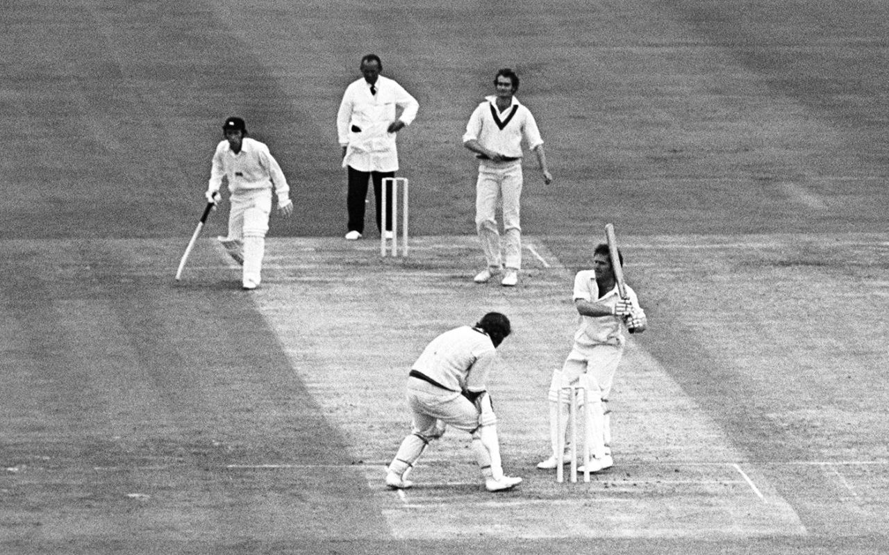 Dennis Amiss plays a shot off Ashley Mallett, England v Australia, 1st ODI, Manchester, August 24, 1972