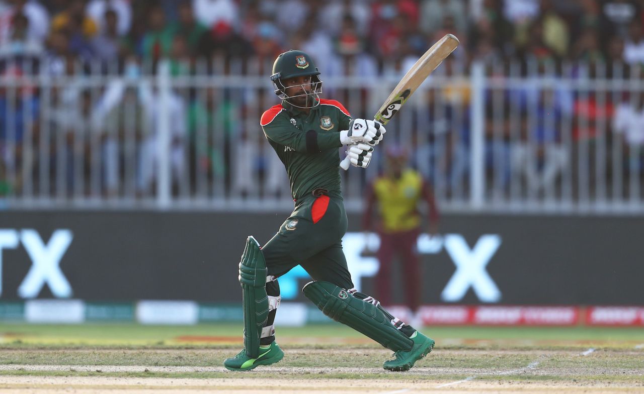 Liton Das steered the chase in the middle overs, Bangladesh vs West Indies, T20 World Cup, Group 1, Sharjah, October 29, 2021