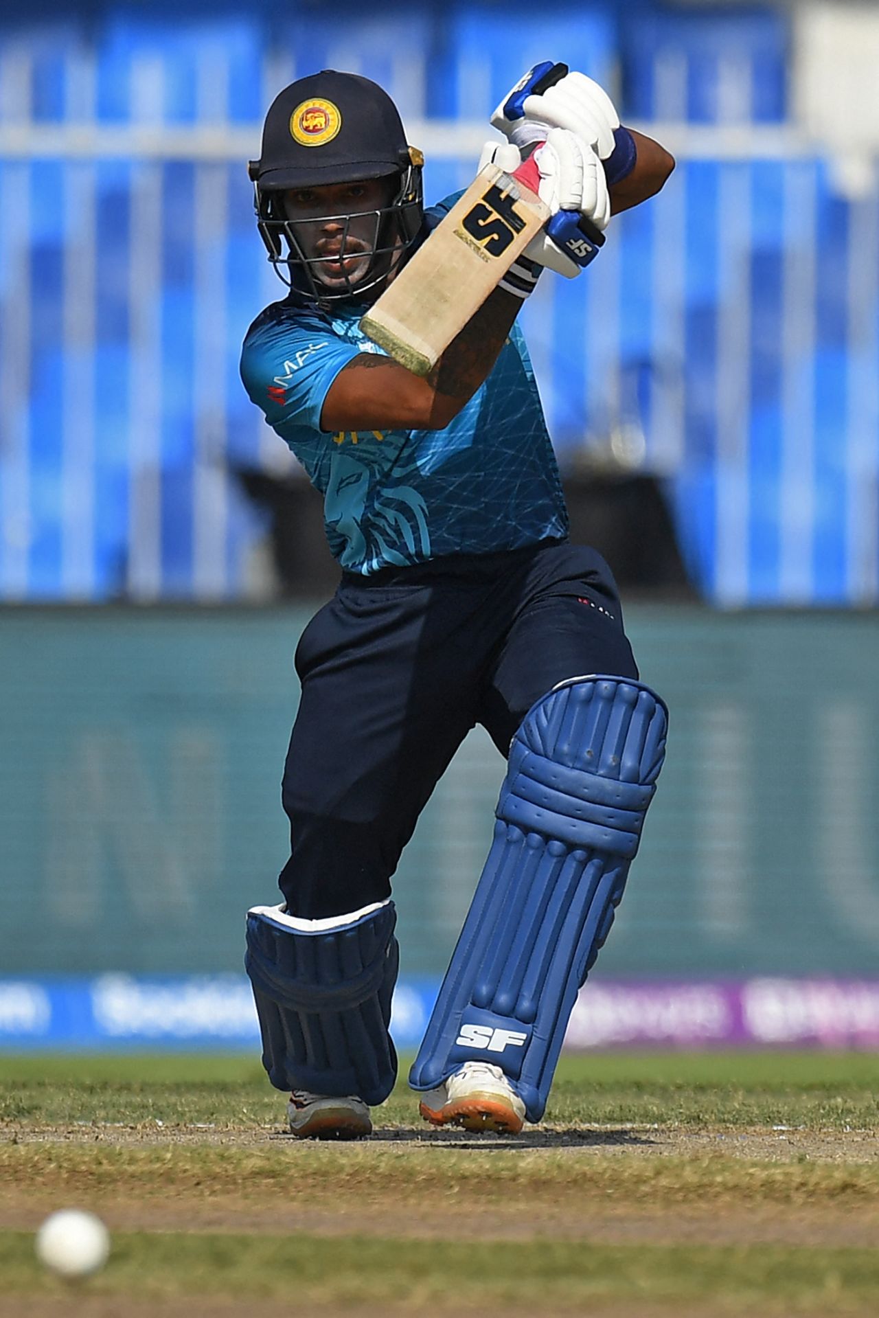 Pathum Nissanka drives down the ground, South Africa vs Sri Lanka, T20 World Cup, Group 1, Sharjah, October 30, 2021