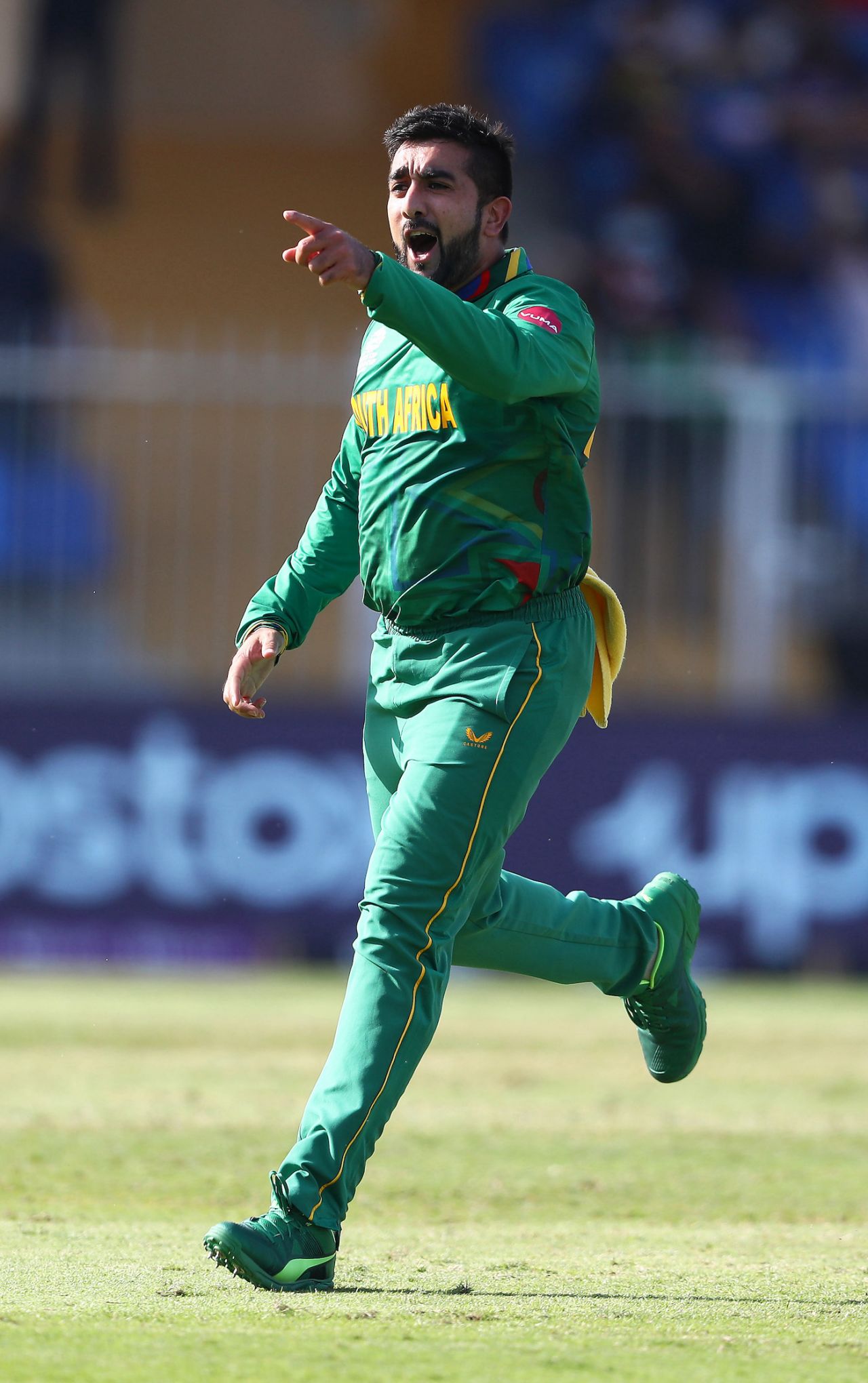Tabraiz Shamsi takes off on a celebratory run, South Africa vs Sri Lanka, T20 World Cup, Group 1, Sharjah, October 30, 2021