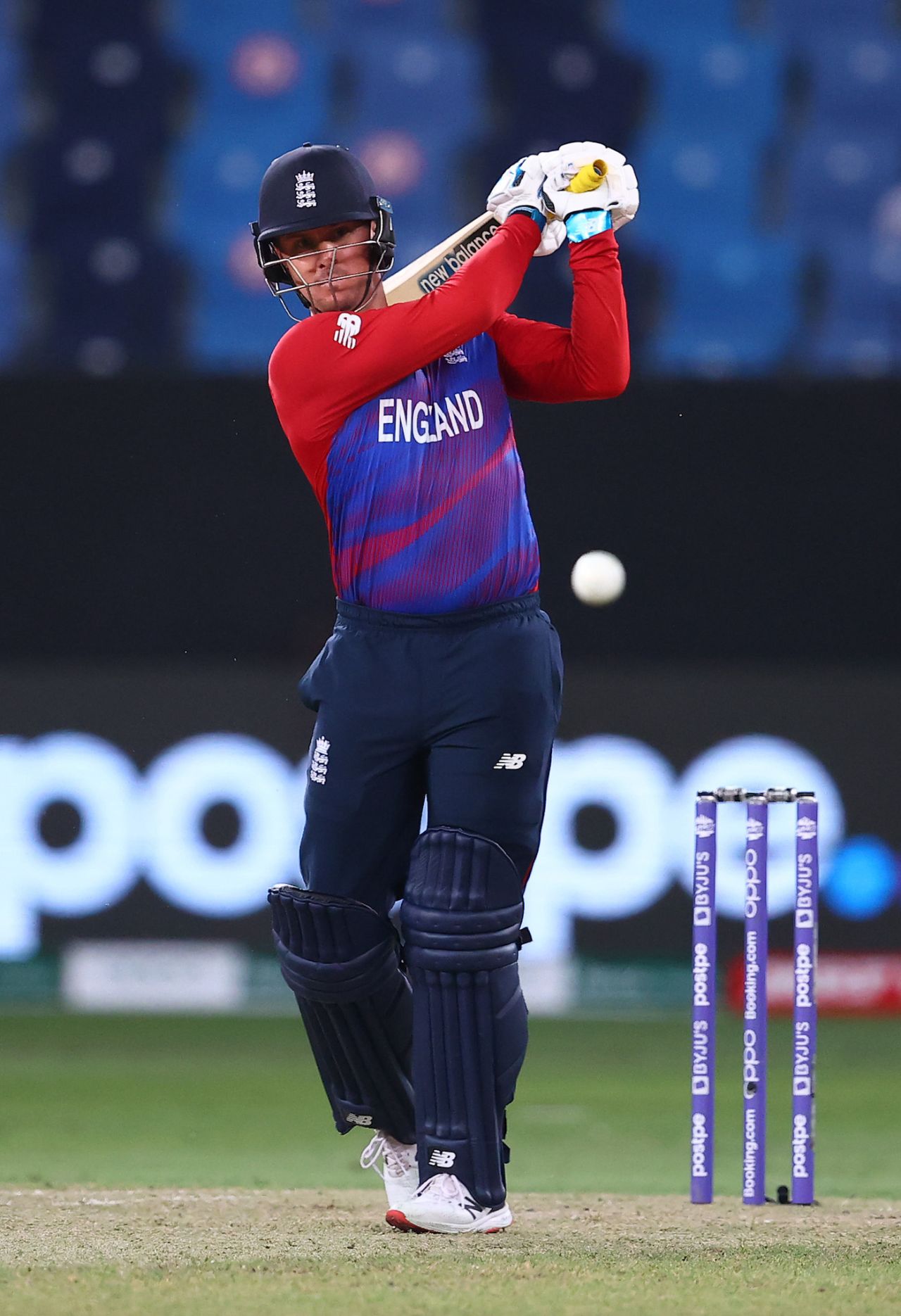 Jason Roy hits powerfully down the ground, Australia vs England, T20 World Cup, Group 1, Dubai, October 30, 2021