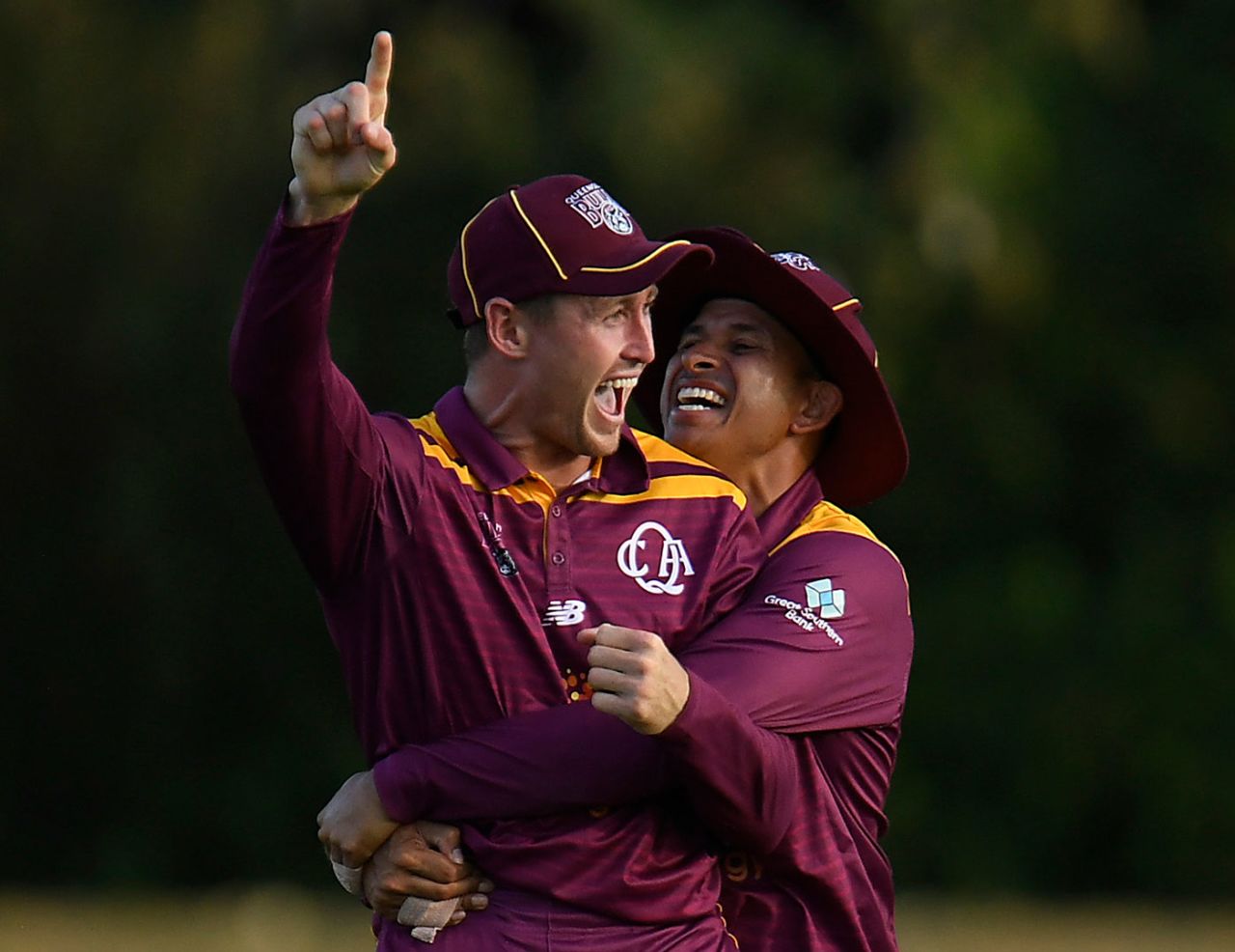 Marnus Labuschagne celebrates a run out, Queensland vs Tasmania, Marsh Cup, Townsville, November 1, 2021