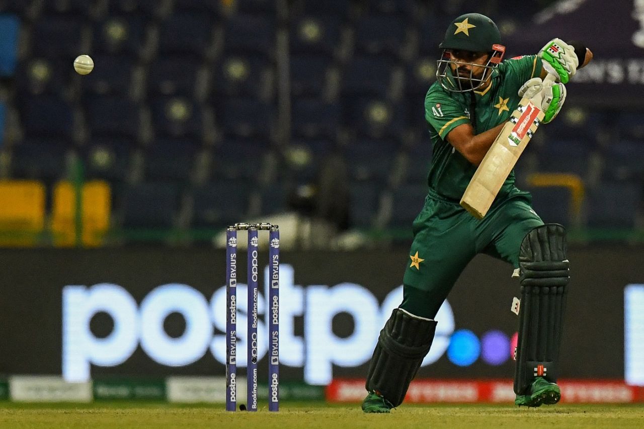 Babar Azam plays on the off side, Namibia vs Pakistan, T20 World Cup, Group 2, Abu Dhabi, November 2, 2021