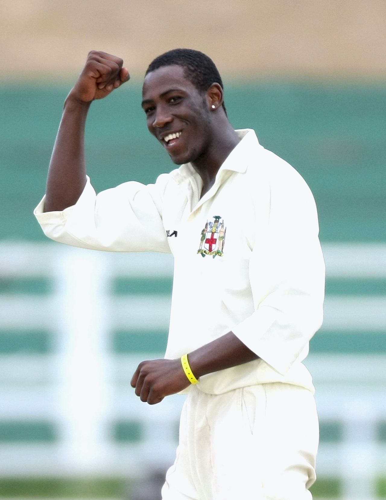 Andre Russell celebrates the wicket of Andrew Symonds, day two, tour match,  Jamaica Select XI vs Australia, Trelawny Stadium, Jamaica, May 17, 2008 