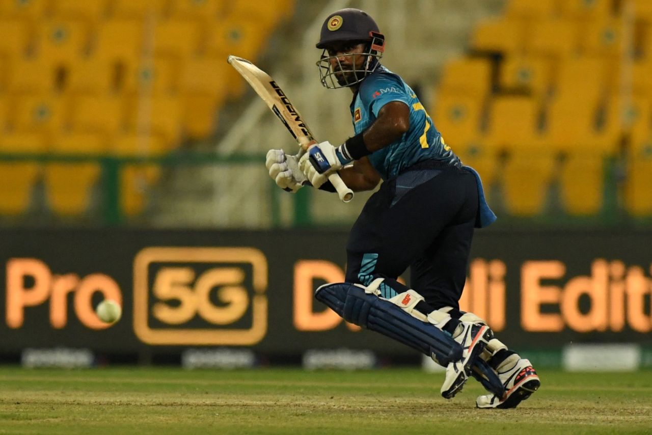 Charith Asalanka had Sri Lanka motoring along quickly, Sri Lanka vs West Indies, Men's T20 World Cup 2021, Super 12s, Abu Dhabi, November 4, 2021