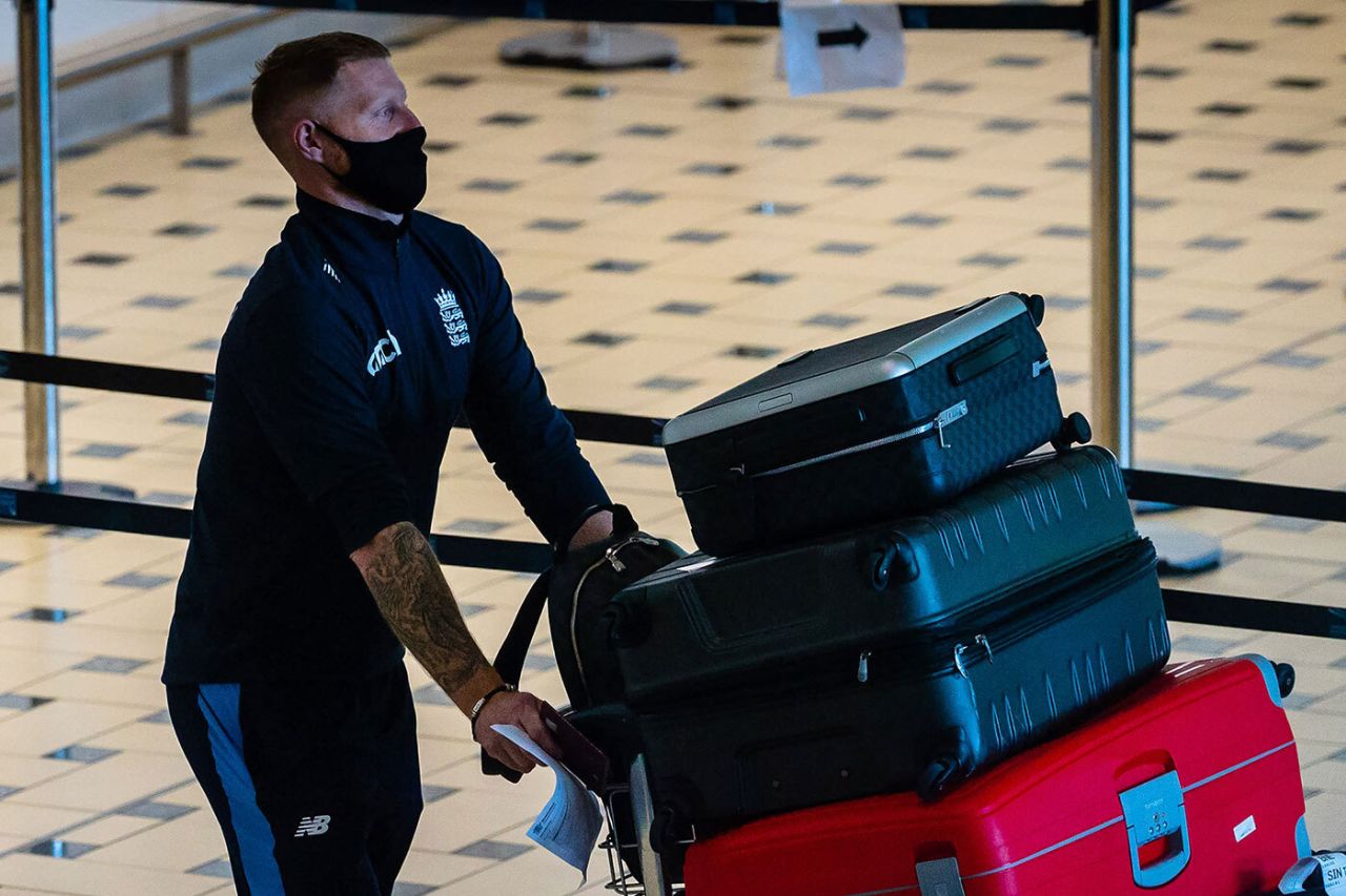 Ben Stokes arrives in Australia with England's Test squad