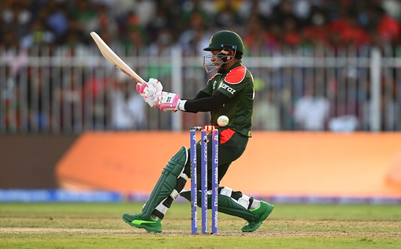 Mushfiqur Rahim is bowled by Ravi Rampaul, Sharjah, October 29, 2021