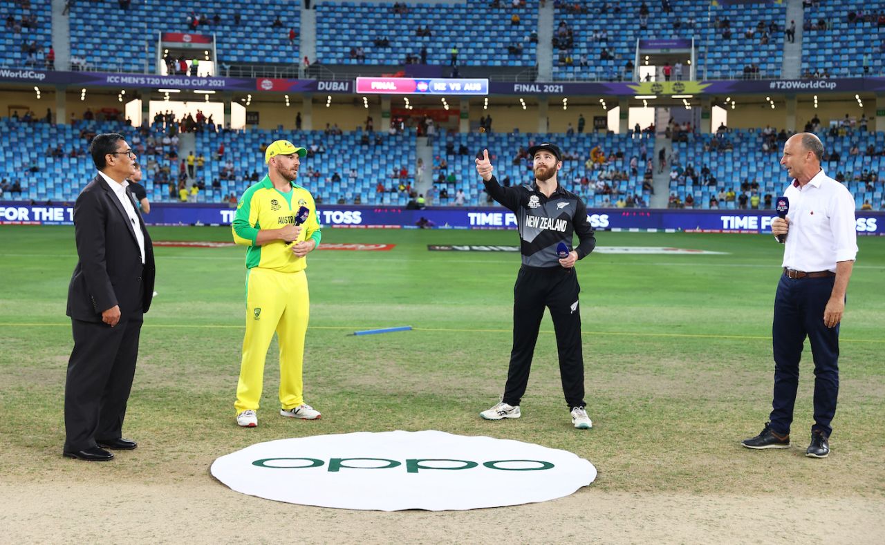Kane Williamson flipped the coin and Aaron Finch called it right, Australia vs New Zealand, T20 World Cup final, Dubai, November 14, 2021