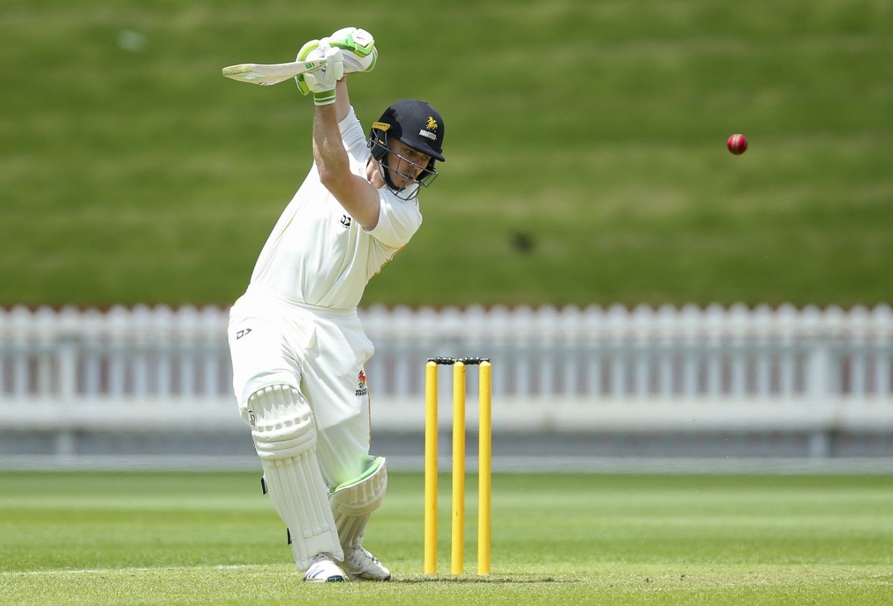 Michael Bracewell drives through the off side, Wellington vs Central Districts, Plunket Shield 2021, Wellington, November 15, 2021