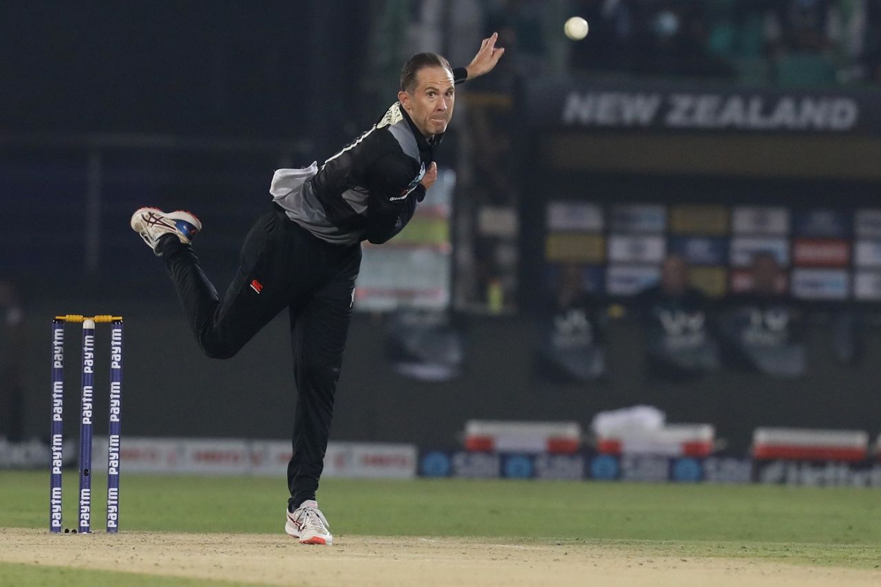 Todd Astle in action, 1st T20I, India vs New Zealand, Jaipur, November 17, 2021