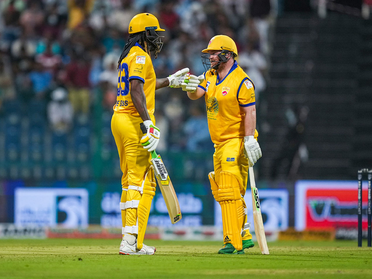 Chris Gayle and Paul Stirling put on 97 for the fourth wicket, Team Abu Dhabi vs Bangla Tigers, Abu Dhabi T10, Abu Dhabi, November 19, 2021