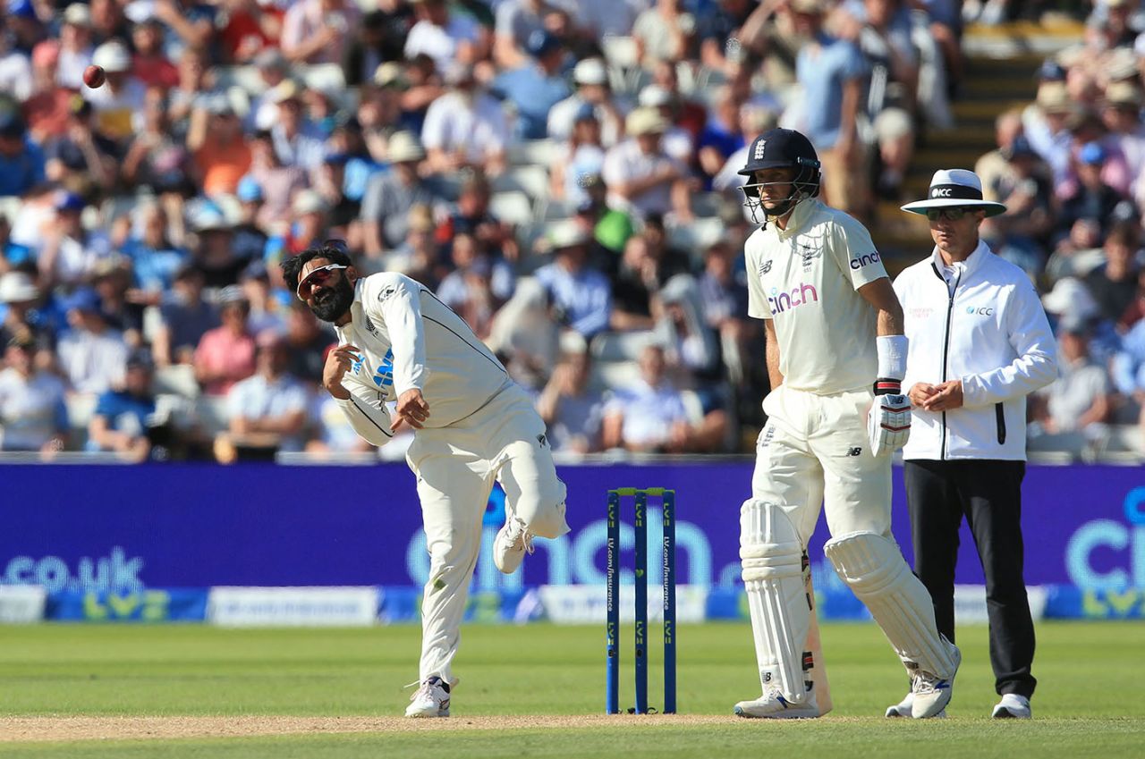 Ajaz Patel bowls, England vs New Zealand, 2nd Test, Edgbaston, 3rd day, June 12, 2021