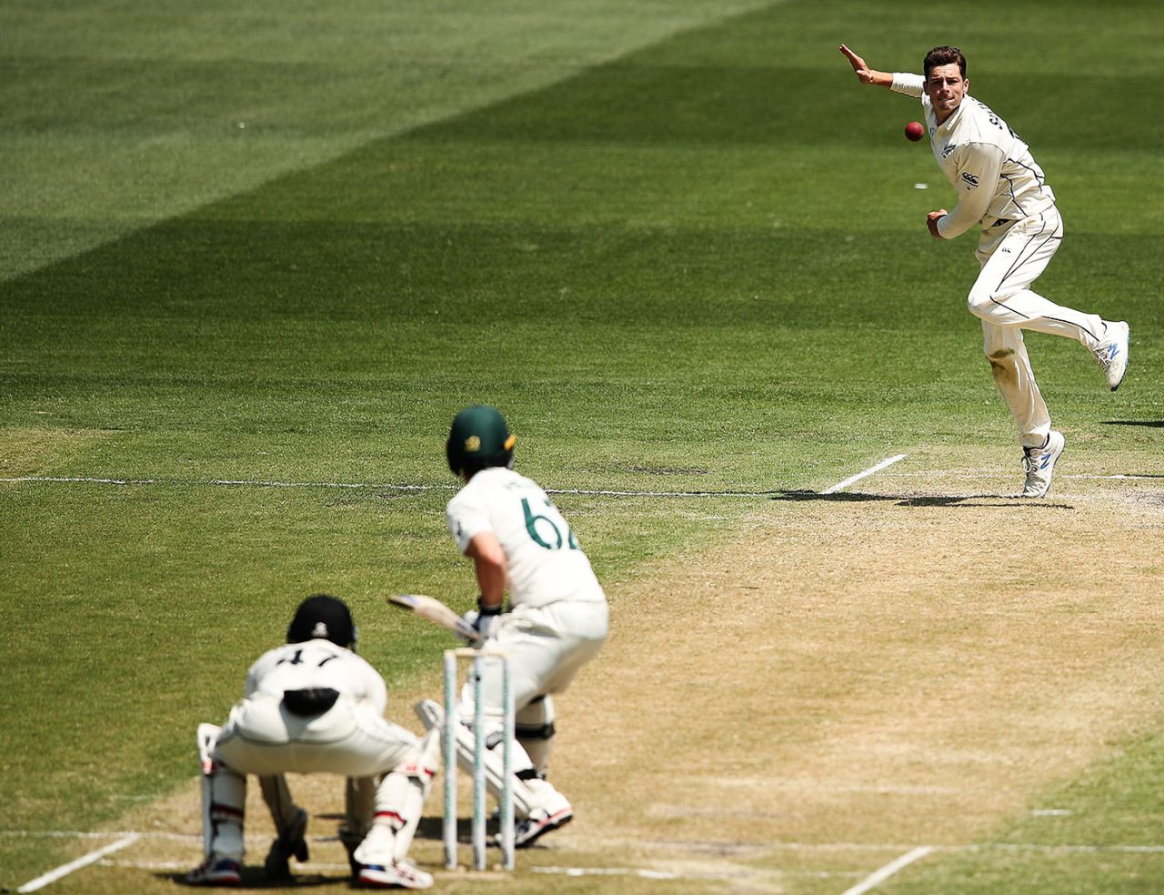 Mitchell Santner bowls, Australia v New Zealand, 2nd Test, Melbourne, 2nd day, December 27, 2019