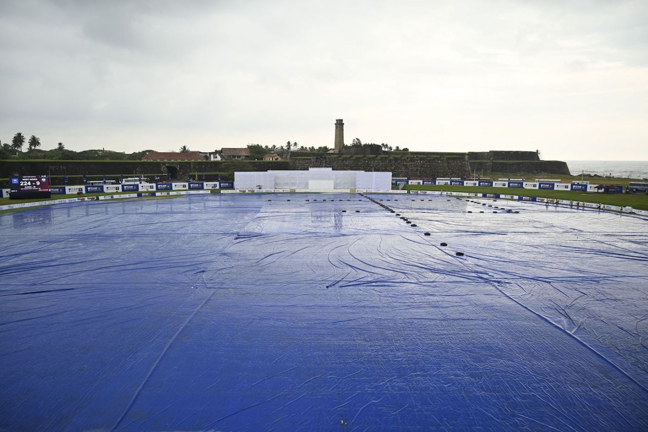 The Galle Stadium is fully covered for the rains, Sri Lanka vs West Indies, 1st Test, Galle, 3rd day, November 23, 2021