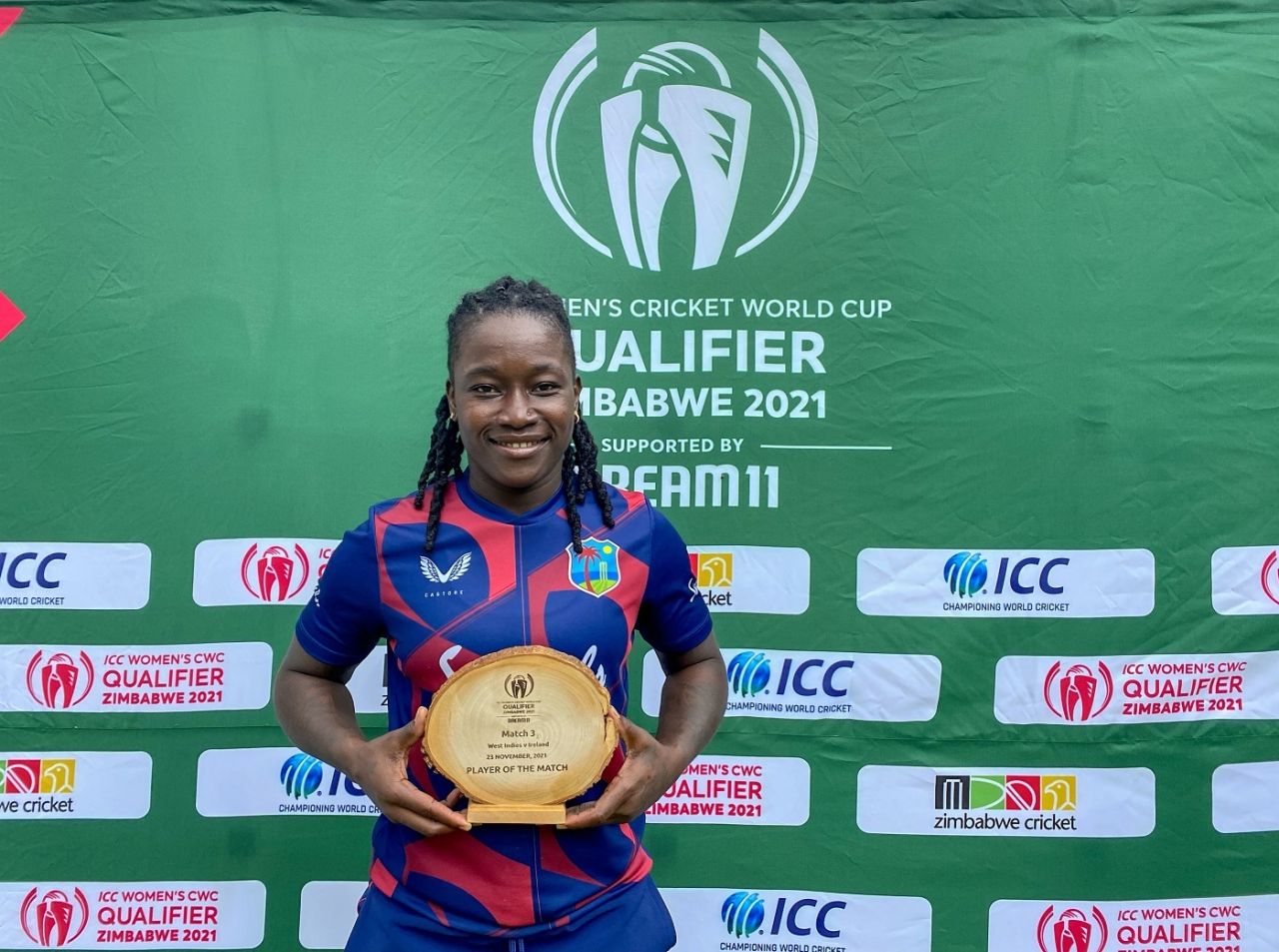 Deandra Dottin was named Player of the Match for her 73, West Indies vs Ireland, Women's World Cup Qualifier, Harare, November 23, 2021