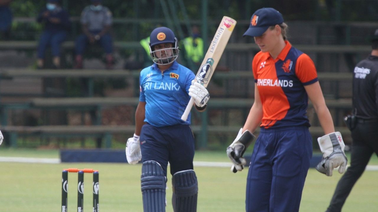 Chamari Athapaththu made a 70-ball 111 against Netherlands, Sri Lanka women v Netherlands women, ICC Women's Cricket World Cup Qualifier, Harare, November 23, 2021