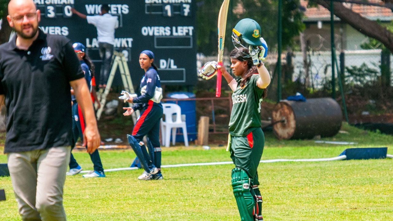 Sharmin Akhter smashed 130 against USA, Bangladesh women v USA women, ICC Women's Cricket World Cup Qualifier, Harare, November 23, 2021