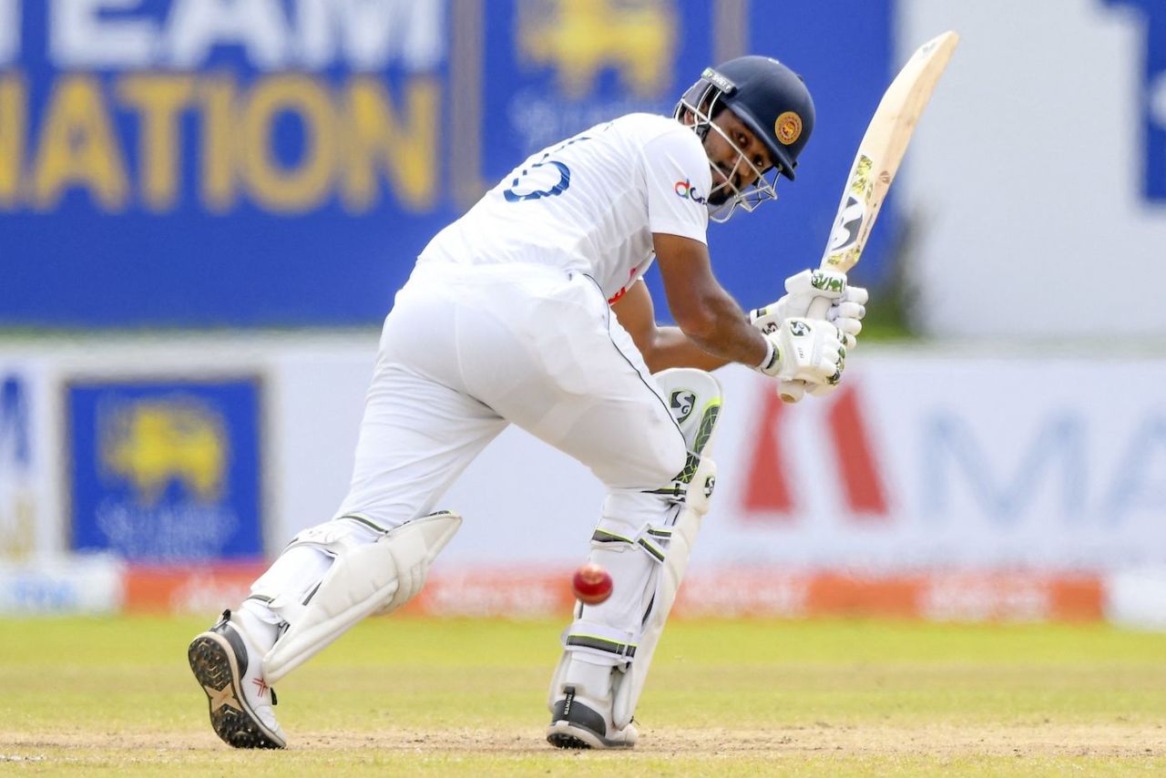Dimuth Karunaratne tucks the ball fine on the leg side, Sri Lanka vs West Indies, 1st Test, Galle, 4th day, November 24, 2021