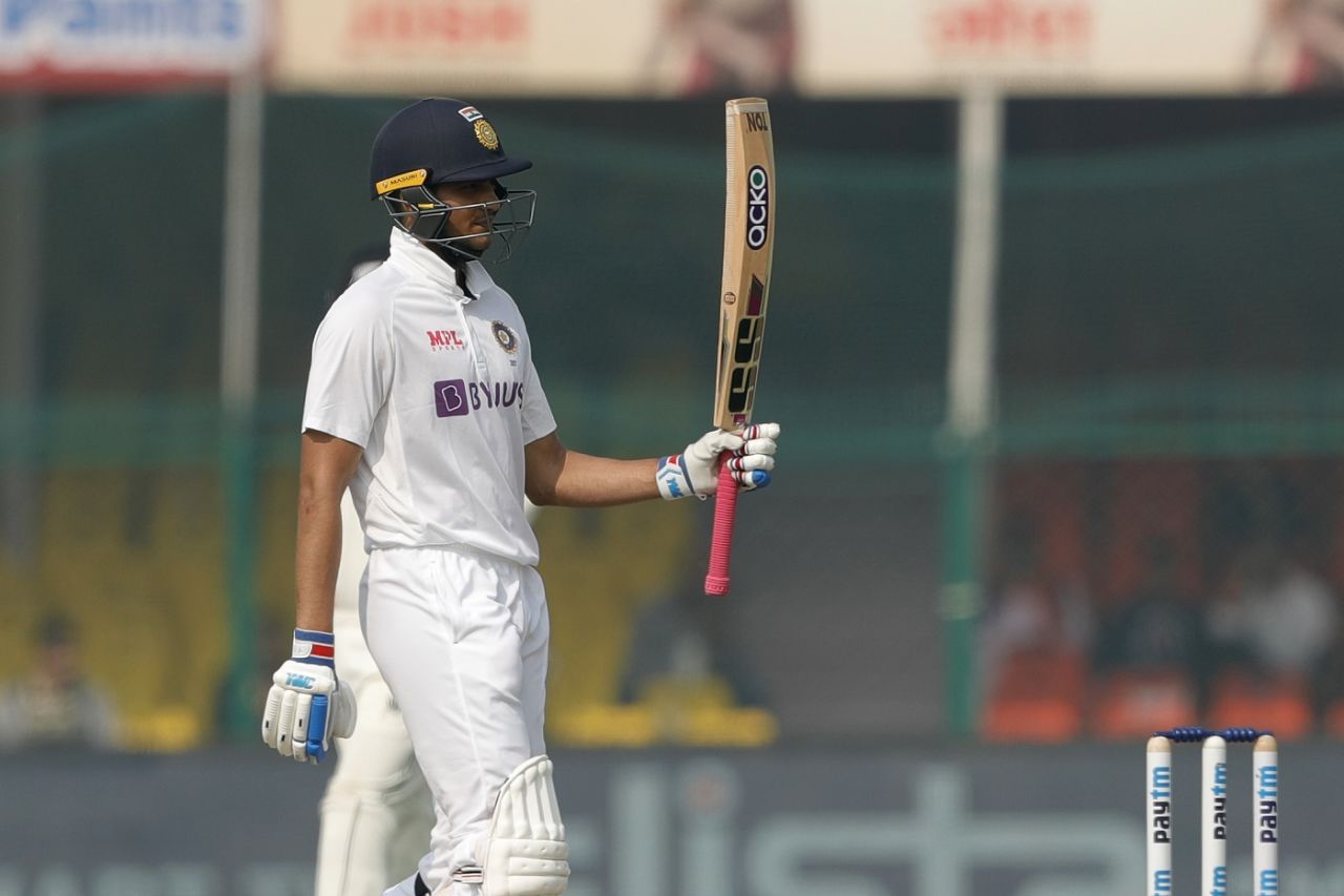 Shubman Gill brought up his fourth Test fifty, India vs New Zealand, 1st Test, Green Park, Kanpur, 1st day, November 25, 2021