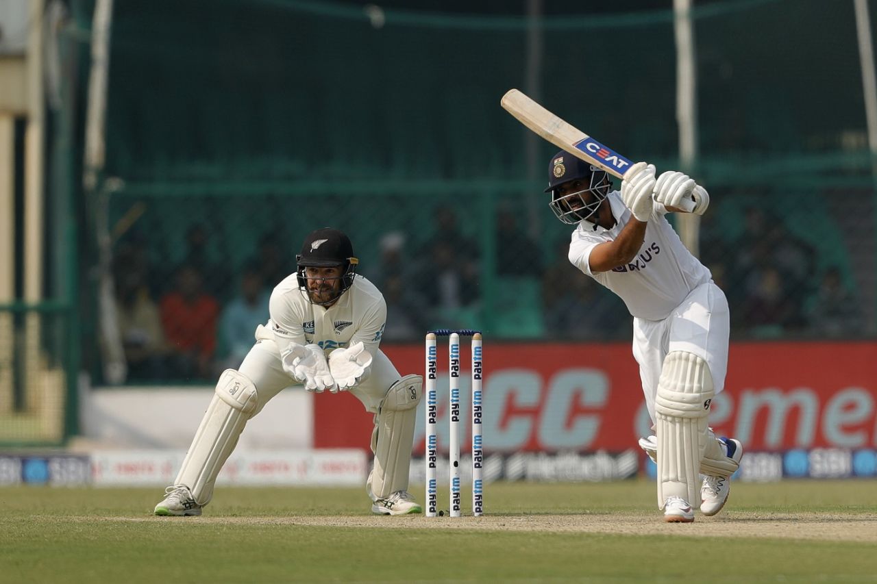 Ajinkya Rahane plays a classy cover drive, India vs New Zealand, 1st Test, Green Park, Kanpur, 1st day, November 25, 2021