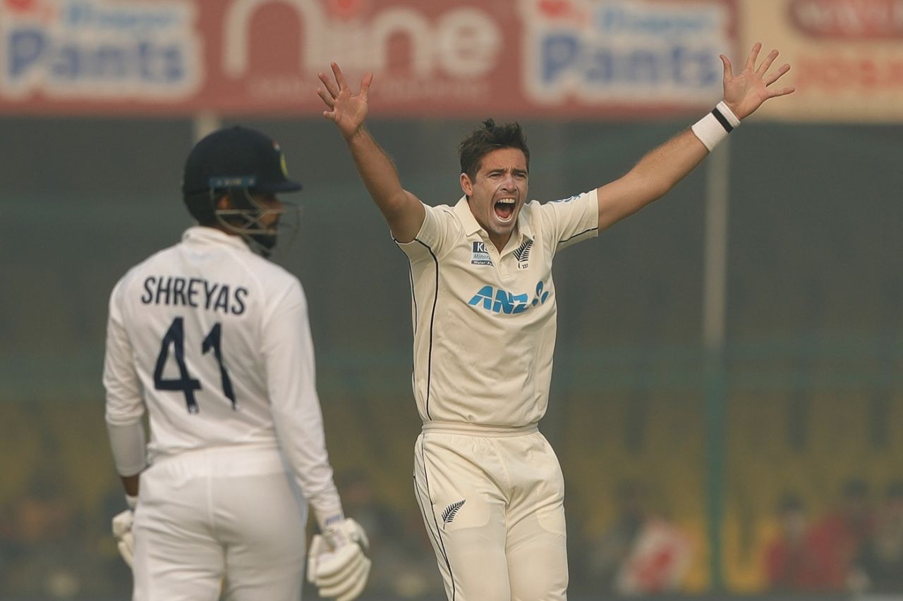Tim Southee got a five-for on the second morning, India vs New Zealand, 1st Test, Kanpur, 2nd day, November 26, 2021